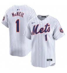 Men New York Mets 1 Jeff McNeil White 2024 Home Limited Stitched Baseball Jersey