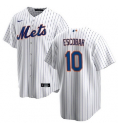 Men New York Mets 10 Eduardo Escobar White Cool Base Stitched Jersey