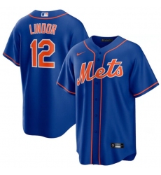 Men New York Mets 12 Francisco Lindor Royal Nike Cool Base Jersey