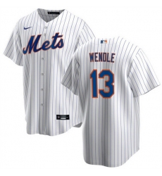 Men New York Mets 13 Joey Wendle White Cool Base Stitched Baseball Jersey
