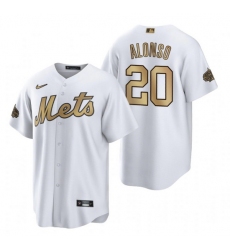 Men New York Mets 20 Pete Alonso 2022 All Star White Cool Base Stitched Baseball Jersey