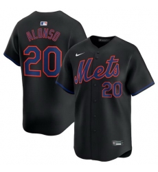 Men New York Mets 20 Pete Alonso Black Alternate Limited Stitched Baseball Jersey