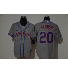 Men New York Mets 20 Pete Alonso Gray 2020 Nike Cool Base Jersey