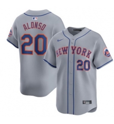 Men New York Mets 20 Pete Alonso Grey 2024 Away Limited Stitched Baseball Jersey