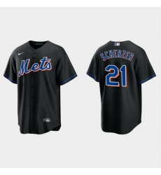 Men New York Mets 21 Max Scherzer Black Cool Base Stitched Baseball jersey