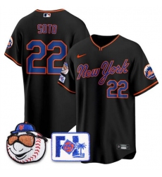 Men New York Mets 22 Juan Soto Black 2025 Spring Training Stitched Baseball Jersey