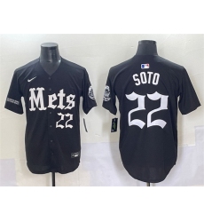 Men New York Mets 22 Juan Soto Black  27Gotham Gothic Edition 27 Vapor Premier Limited Stitched Baseball Jersey