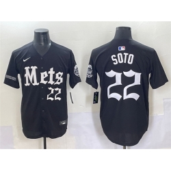 Men New York Mets 22 Juan Soto Black  27Gotham Gothic Edition 27 Vapor Premier Limited Stitched Baseball Jersey