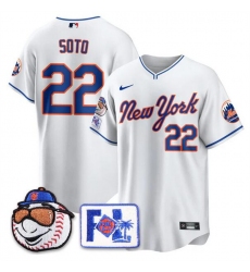 Men New York Mets 22 Juan Soto White 2025 Spring Training Stitched Baseball Jersey