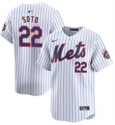 Men New York Mets 22 Juan Soto White Home Limited Stitched Baseball Jersey