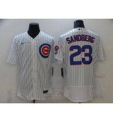 Men New York Mets 23 Sandberg White stripe Elite 2021 Nike MLB Jersey