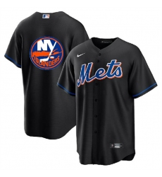 Men New York Mets  26 Islanders Black Cool Base Stitched Baseball Jersey