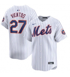 Men New York Mets 27 Mark Vientos White 2024 Home Limited Stitched Baseball Jersey