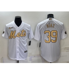 Men New York Mets 39 Edwin D EDaz 2022 All Star White Cool Base Stitched Baseball Jersey