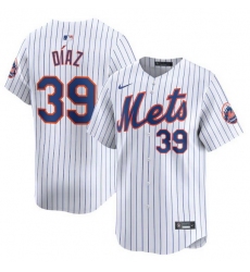 Men New York Mets 39 Edwin Diaz White 2024 Home Limited Stitched Baseball Jersey