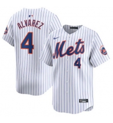 Men New York Mets 4 Francisco Alvarez White 2024 Home Limited Stitched Baseball Jersey