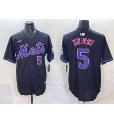 Men New York Mets 5 David Wright Black Limited Stitched Baseball Jersey