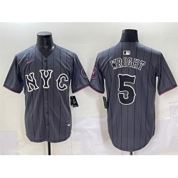 Men New York Mets 5 David Wright Navy City Connect Stitched Baseball Jersey