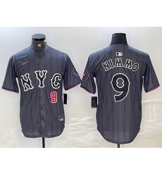 Men New York Mets 9 Brandon Nimmo Graphite 2024 City Connect Limited Stitched Baseball Jersey 5