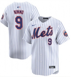 Men New York Mets 9 Brandon Nimmo White 2024 Home Limited Stitched Baseball Jersey