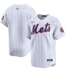 Men New York Mets Blank White 2024 Home Limited Stitched Baseball Jersey