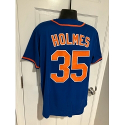 Men New York Mets Clay Holmes 35 Blue Flex Base Stitched Jersey