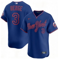 Men New York Mets Nike Carson Benge #3 Blue Home Stitched Player Jersey