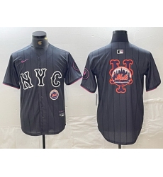 Men New York Mets Team Big Logo Graphite 2024 City Connect Limited Stitched Baseball Jersey 9