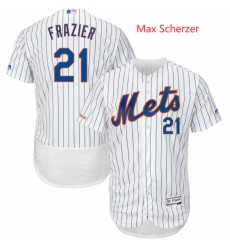 Men Nike New York Mets #21 Max Scherzer White Strips Flex Base MLB Jersey