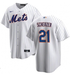 Men Nike New York Mets #21 Max Scherzer White Strips MLB Jersey