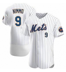 Men Nike New York Mets 9 Brandon Nimmo White 2020 Home Stitched Flex Base Baseball Jersey