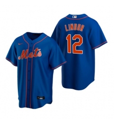 Men Nike New York Mets Francisco Lindor Blue Cool Base Stitched Jersey