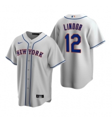 Men Nike New York Mets Francisco Lindor Gray Cool Base Stitched Jersey