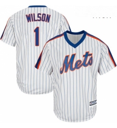 Mens Majestic New York Mets 1 Mookie Wilson Replica White Alternate Cool Base MLB Jersey