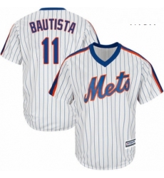 Mens Majestic New York Mets 11 Jose Bautista Replica White Alternate Cool Base MLB Jersey 