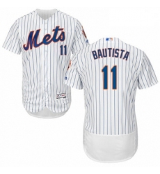 Mens Majestic New York Mets 11 Jose Bautista White Home Flex Base Authentic Collection MLB Jersey