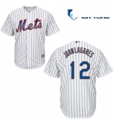 Mens Majestic New York Mets 12 Juan Lagares Replica White Home Cool Base MLB Jersey