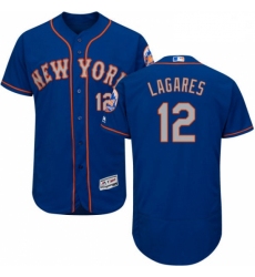 Mens Majestic New York Mets 12 Juan Lagares RoyalGray Alternate Flex Base Authentic Collection MLB Jersey
