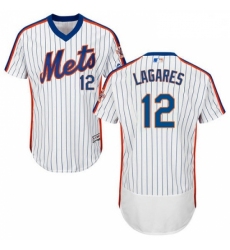 Mens Majestic New York Mets 12 Juan Lagares White Alternate Flex Base Authentic Collection MLB Jersey