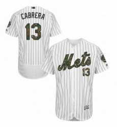 Mens Majestic New York Mets 13 Asdrubal Cabrera Authentic White 2016 Memorial Day Fashion Flex Base Jersey 
