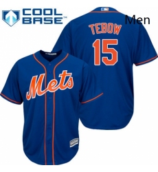 Mens Majestic New York Mets 15 Tim Tebow Replica Royal Blue Alternate Home Cool Base MLB Jersey