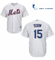 Mens Majestic New York Mets 15 Tim Tebow Replica White Home Cool Base MLB Jersey