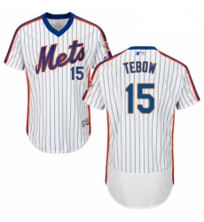 Mens Majestic New York Mets 15 Tim Tebow WhiteRoyal Flexbase Authentic Collection MLB Jersey