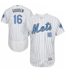 Mens Majestic New York Mets 16 Dwight Gooden Authentic White 2016 Fathers Day Fashion Flex Base MLB Jersey 