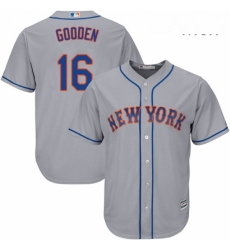 Mens Majestic New York Mets 16 Dwight Gooden Replica Grey Road Cool Base MLB Jersey