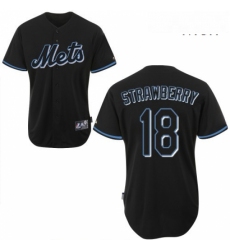 Mens Majestic New York Mets 18 Darryl Strawberry Authentic Black Fashion MLB Jersey