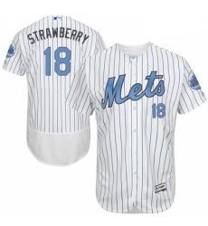 Mens Majestic New York Mets 18 Darryl Strawberry Authentic White 2016 Fathers Day Fashion Flex Base Jersey 