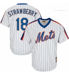 Mens Majestic New York Mets 18 Darryl Strawberry Authentic White Cooperstown MLB Jersey