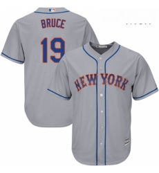 Mens Majestic New York Mets 19 Jay Bruce Replica Grey Road Cool Base MLB Jersey 