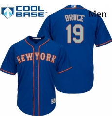 Mens Majestic New York Mets 19 Jay Bruce Replica Royal Blue Alternate Road Cool Base MLB Jersey 